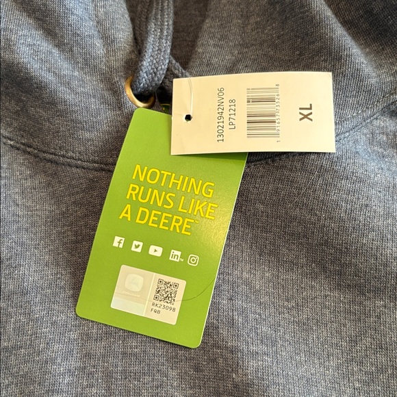 John Deere quarter zip Vibrant Green Pullover Hoodie - Picture 3 of 4